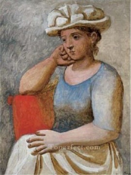 Pablo Picasso Painting - Mujer recostada sobre sombrero blanco cubista de 1921 Pablo Picasso